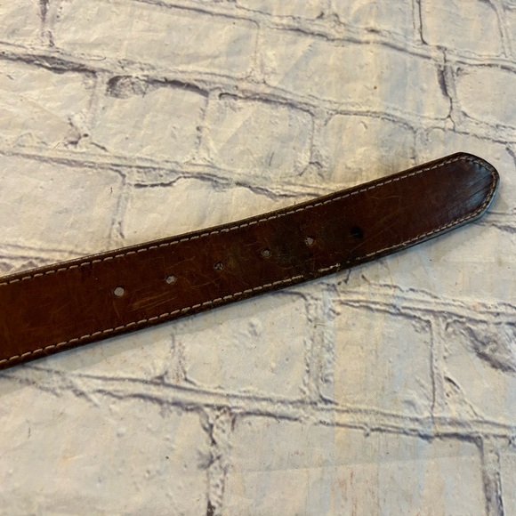 WESTERN MADE IN ITALY BROWN LEATHER WITH BRASS STUDS & STITCHING BELT WOMEN’S M - Picture 8 of 10